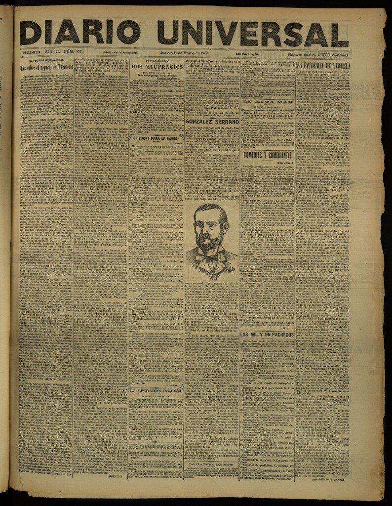Miniatura de Diario Universal del 14 de enero de 1904, edición de tarde