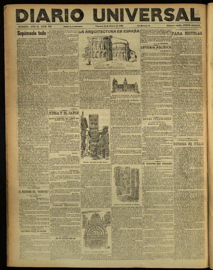 Miniatura de Diario Universal del 15 de enero de 1904, edición de noche