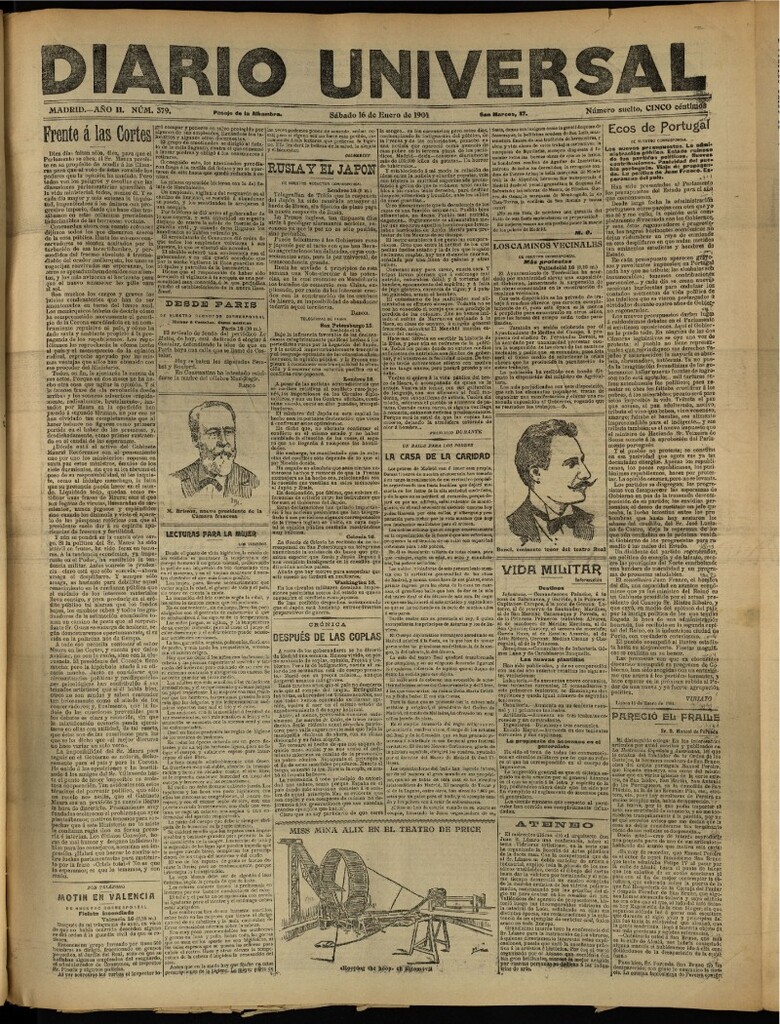Miniatura de Diario Universal del 16 de enero de 1904, edición de tarde