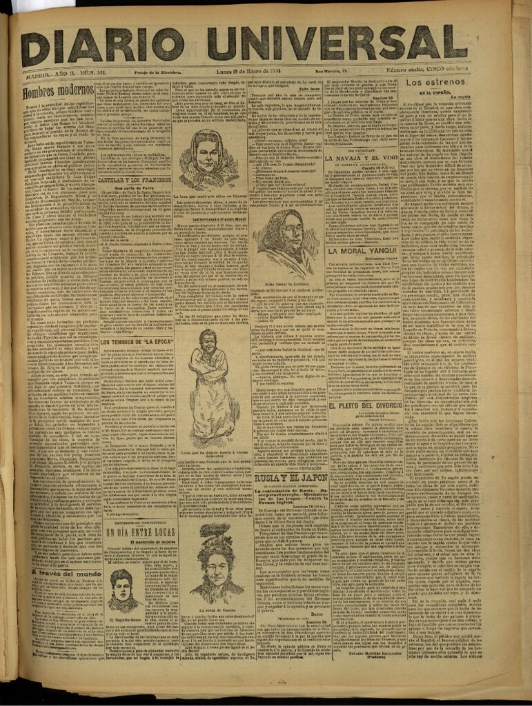 Miniatura de Diario Universal del 18 de enero de 1904, edición de tarde