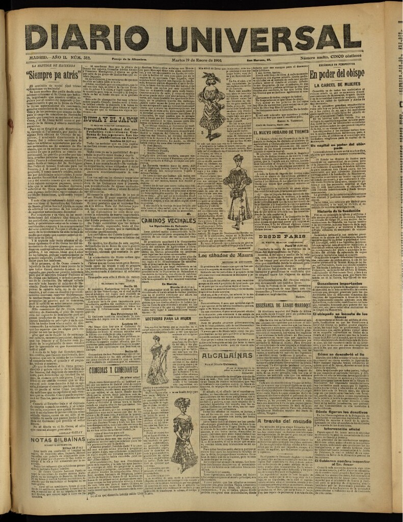 Miniatura de Diario Universal del 19 de enero de 1904, edición de tarde