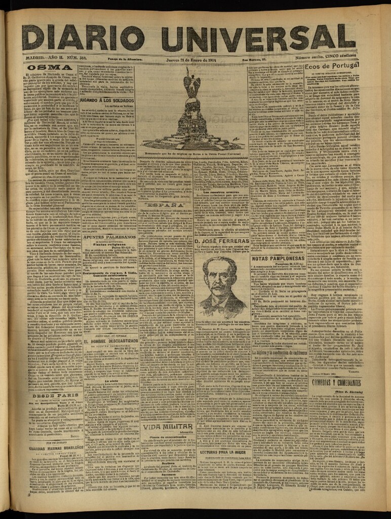 Miniatura de Diario Universal del 21 de enero de 1904, edición de tarde