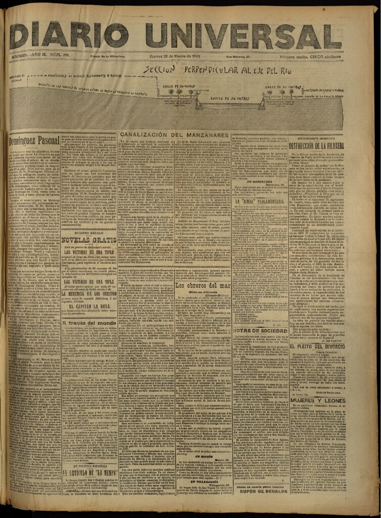 Miniatura de Diario Universal del 28 de enero de 1904, edición de noche