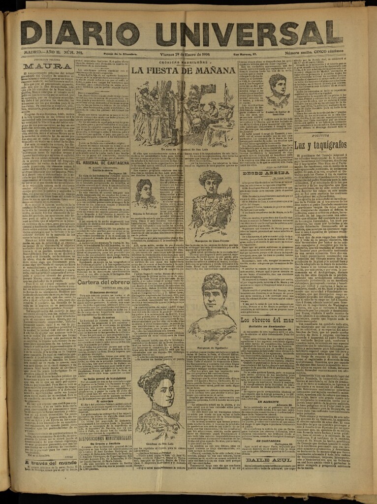 Miniatura de Diario Universal del 29 de enero de 1904, edición de tarde