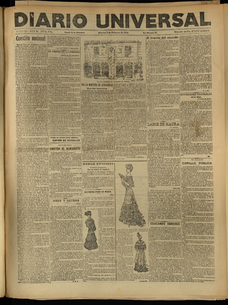 Miniatura de Diario Universal del 2 de febrero de 1904, edición de tarde