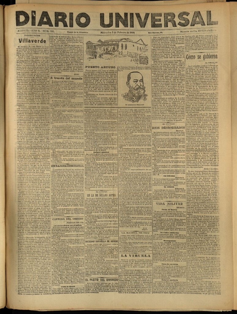 Miniatura de Diario Universal del 3 de febrero de 1904, edición de tarde