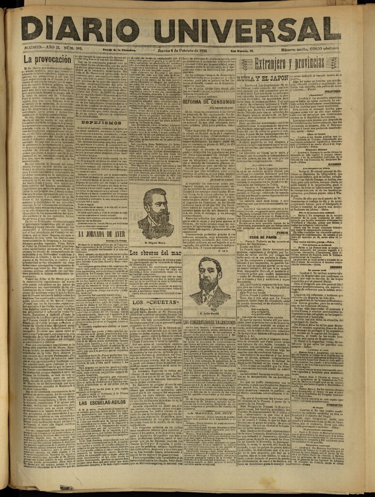 Miniatura de Diario Universal del 4 de febrero de 1904, edición de tarde