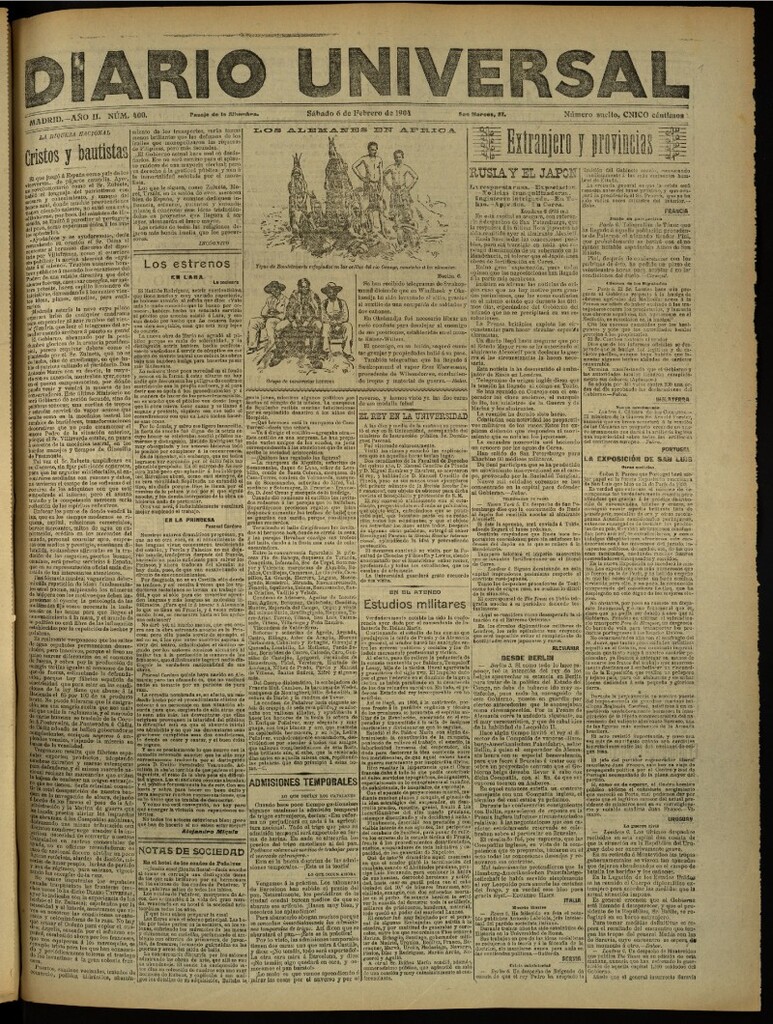 Miniatura de Diario Universal del 6 de febrero de 1904, edición de tarde