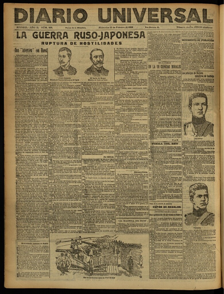 Miniatura de Diario Universal del 10 de febrero de 1904, edición de noche