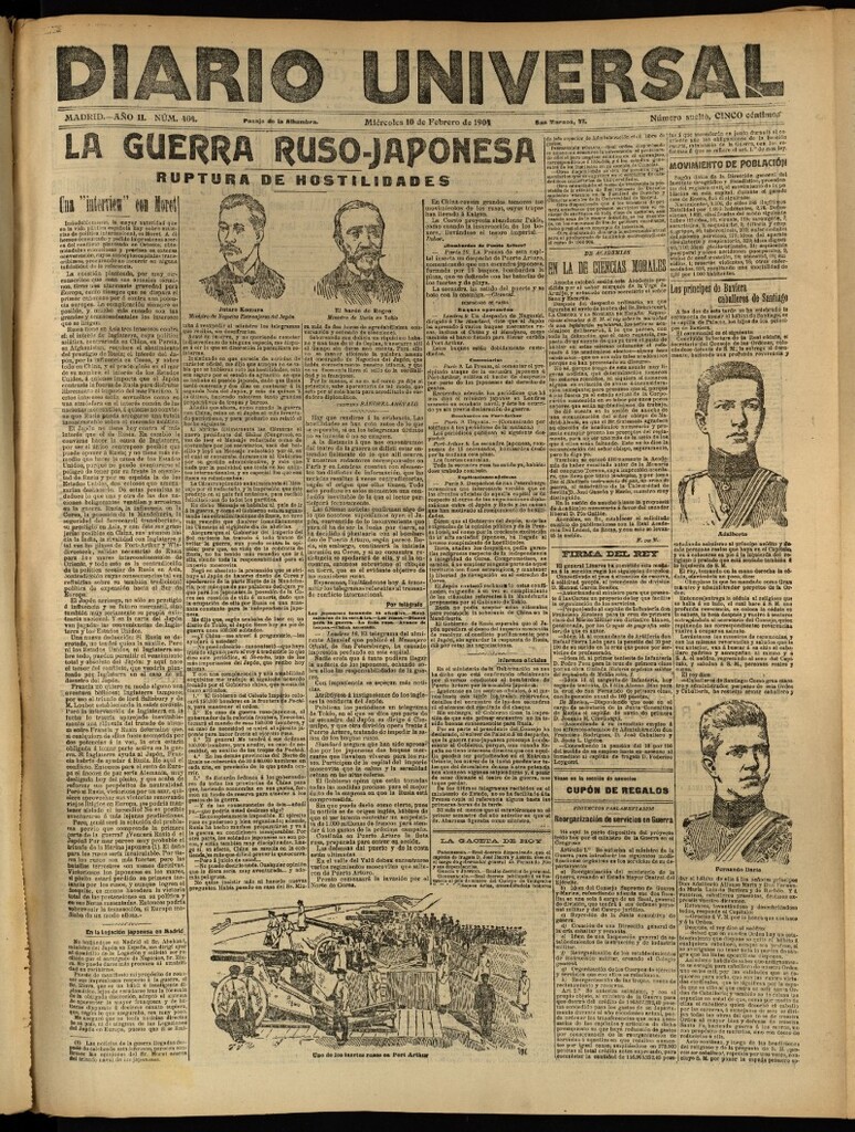 Miniatura de Diario Universal del 10 de febrero de 1904, edición de tarde