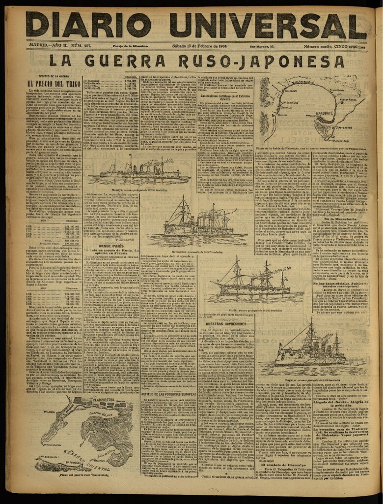 Miniatura de Diario Universal del 13 de febrero de 1904, edición de noche