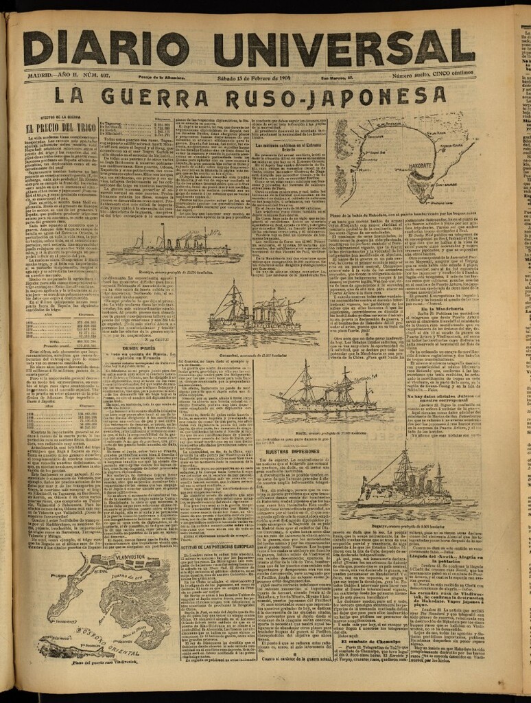 Miniatura de Diario Universal del 13 de febrero de 1904, edición de tarde