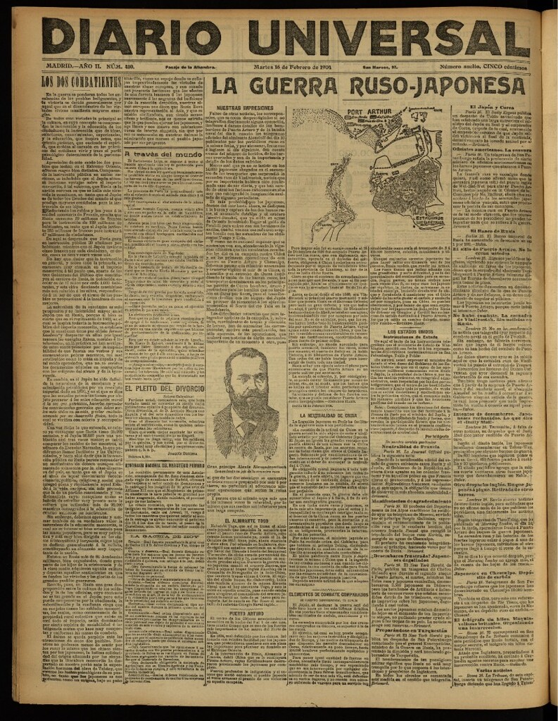Miniatura de Diario Universal del 16 de febrero de 1904, edición de noche