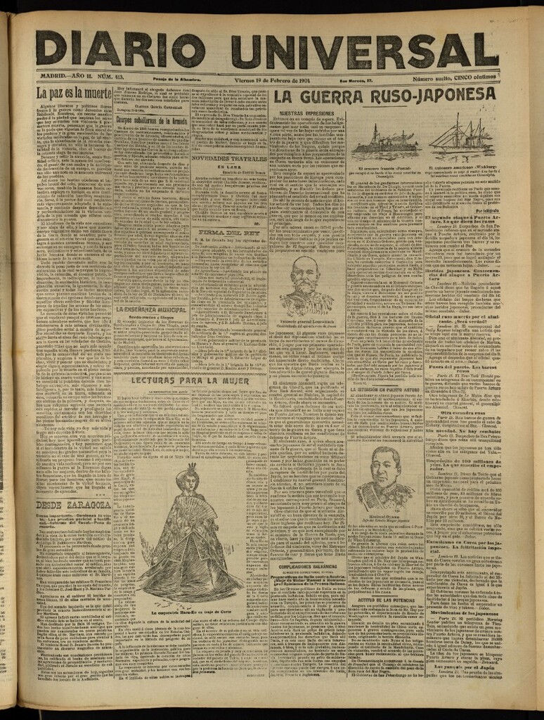 Miniatura de Diario Universal del 19 de febrero de 1904, edición de tarde