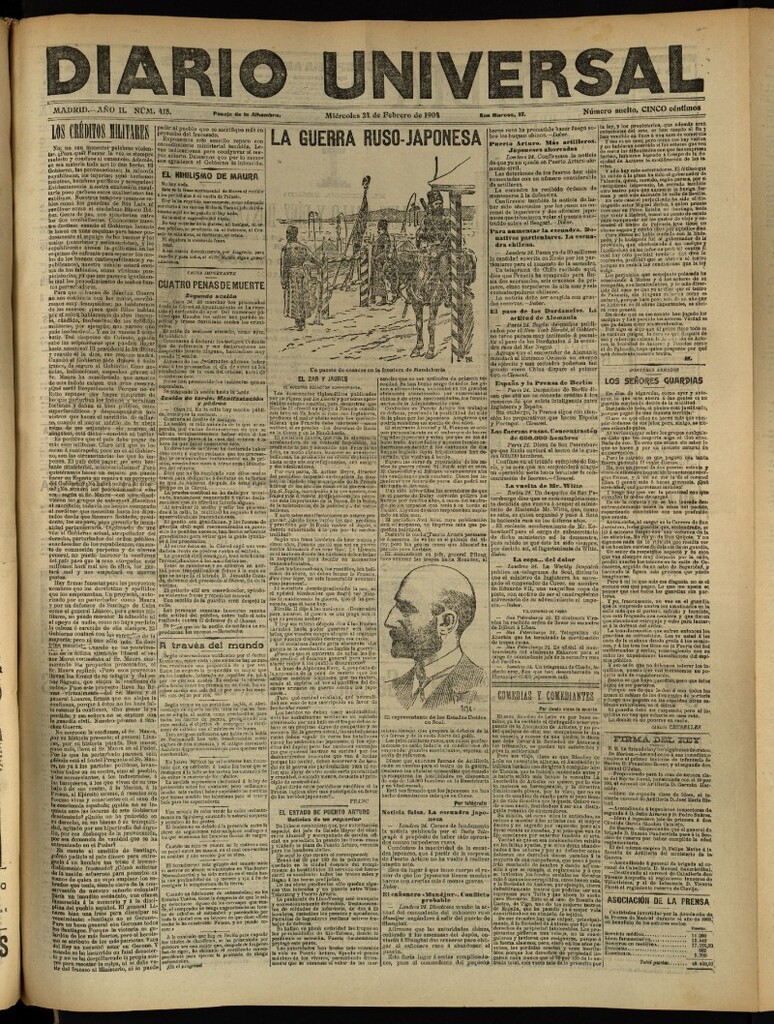 Miniatura de Diario Universal del 24 de febrero de 1904, edición de tarde