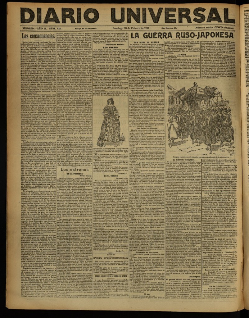 Miniatura de Diario Universal del 28 de febrero de 1904, edición de noche