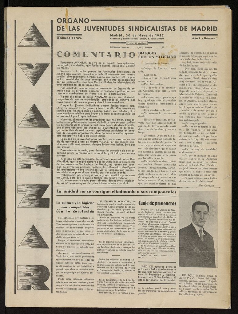 Miniatura de Avanzar: : Organo de las Juventudes Sindicalistas de Madrid