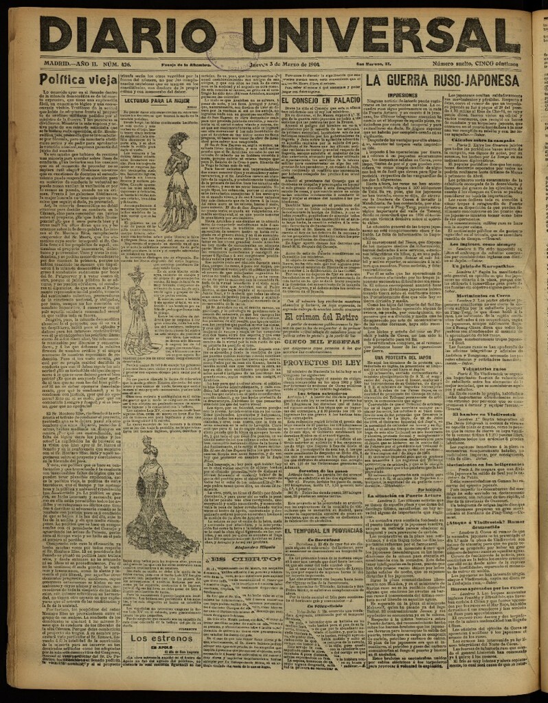 Miniatura de Diario Universal del 3 de marzo de 1904, edición de noche