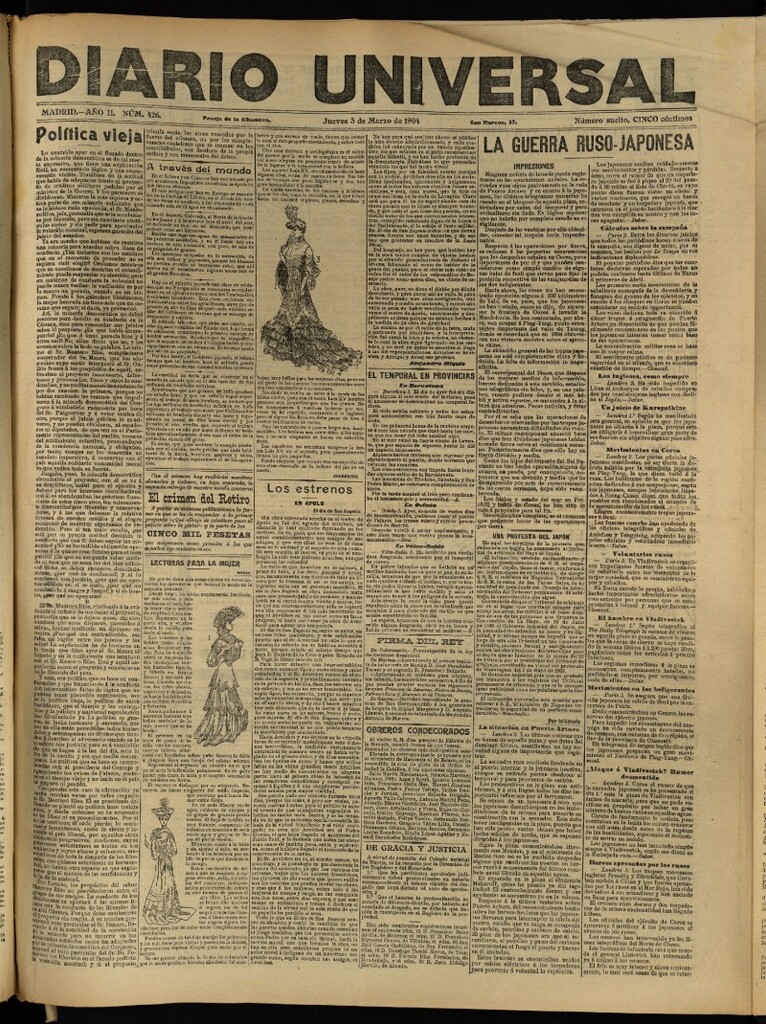 Miniatura de Diario Universal del 3 de marzo de 1904, edición de tarde