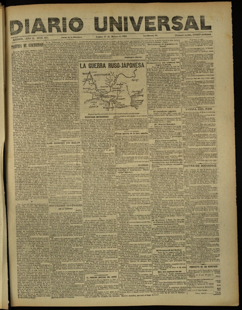 Miniatura de Diario Universal del 14 de marzo de 1904, edición de tarde