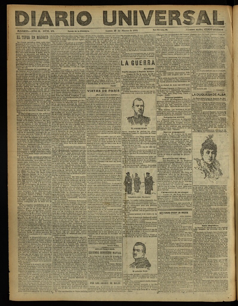 Miniatura de Diario Universal del 28 de marzo de 1904, edición de noche