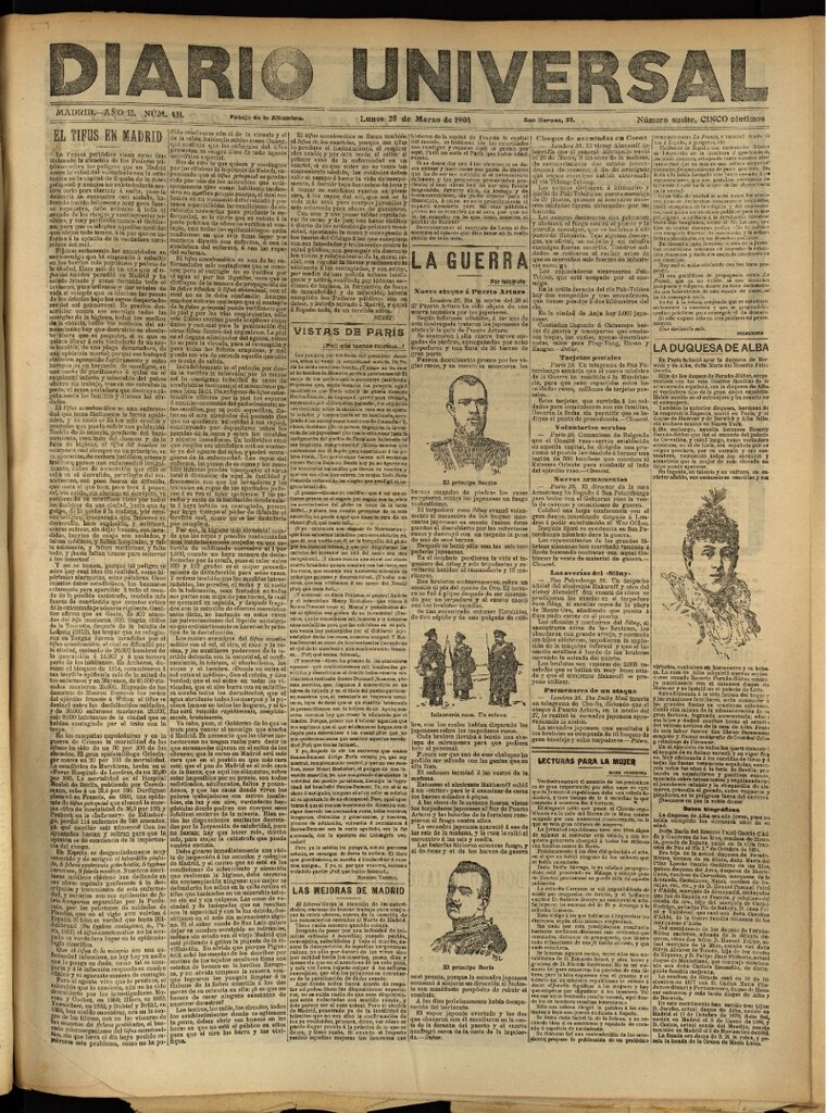Miniatura de Diario Universal del 28 de marzo de 1904, edición de tarde