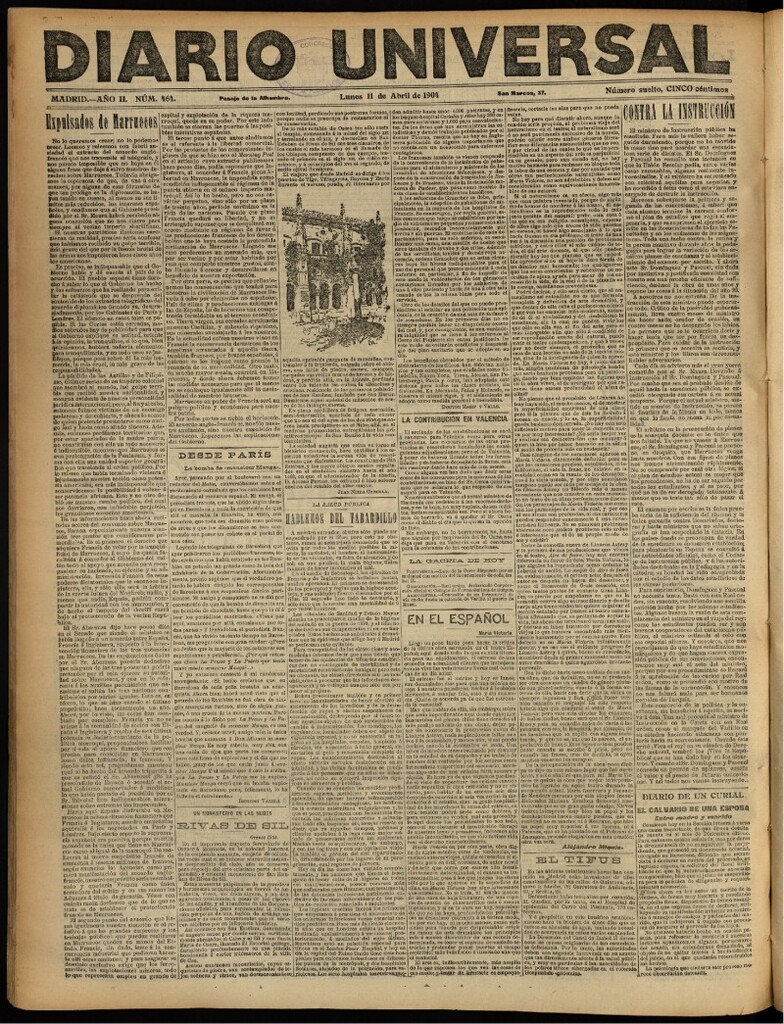 Miniatura de Diario Universal del 11 de abril de 1904, edición de noche