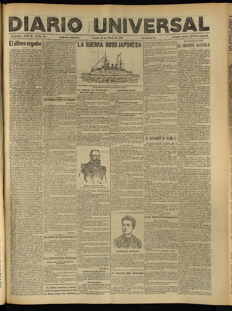 Miniatura de Diario Universal del 18 de abril de 1904, edición de tarde