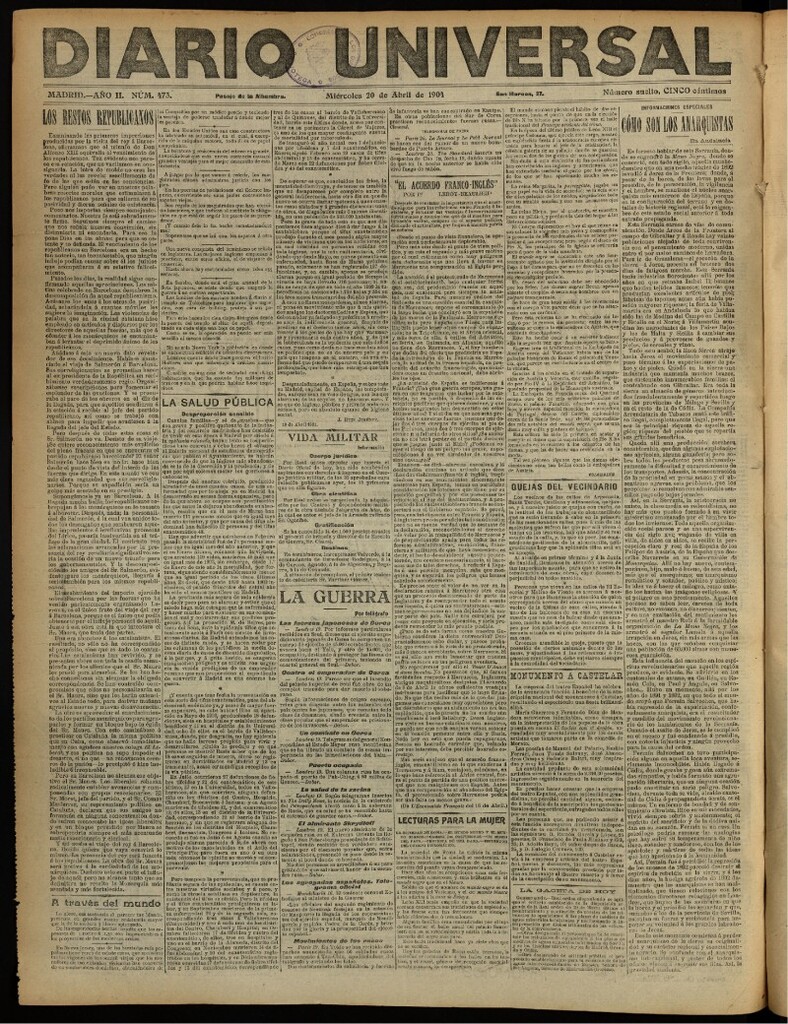 Miniatura de Diario Universal del 20 de abril de 1904, edición de noche