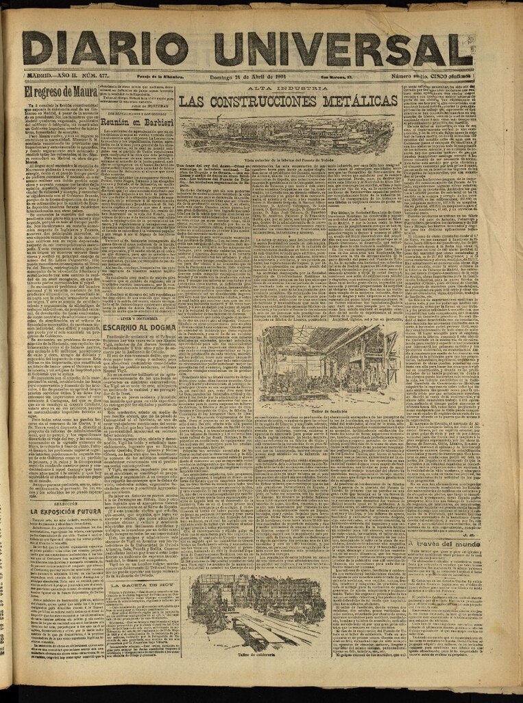 Miniatura de Diario Universal del 24 de abril de 1904, edición de tarde