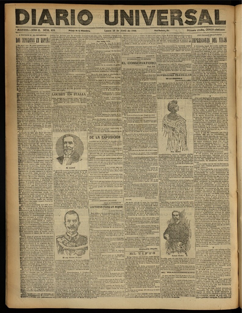 Miniatura de Diario Universal del 25 de abril de 1904, edición de noche