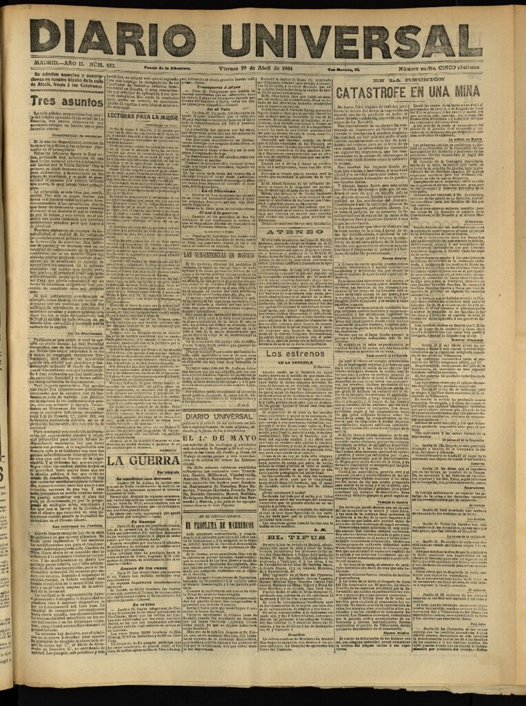 Miniatura de Diario Universal del 29 de abril de 1904, edición de tarde