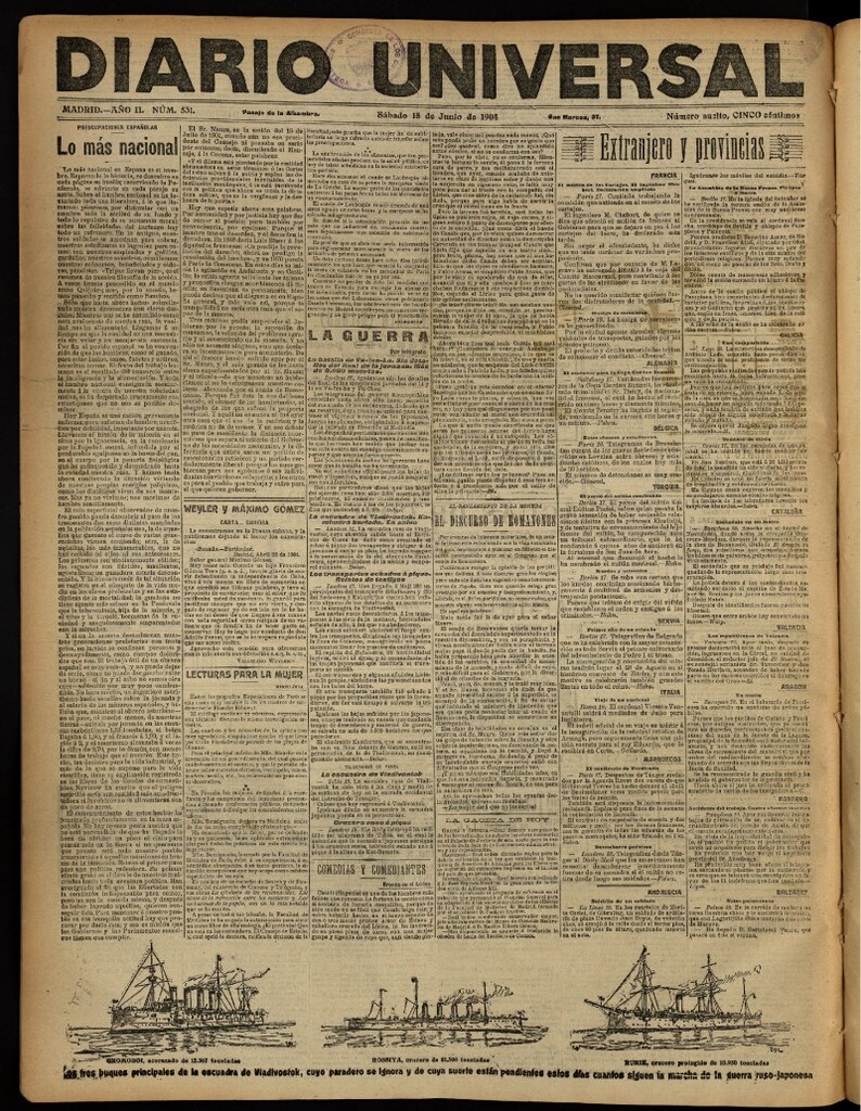Miniatura de Diario Universal del 18 de junio de 1904, edición de noche