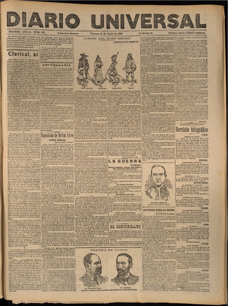 Miniatura de Diario Universal del 24 de junio de 1904, edición de noche