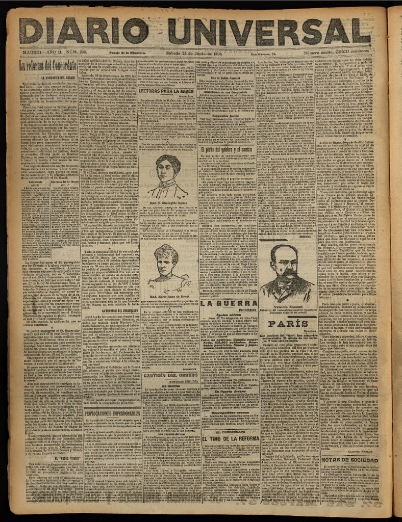 Miniatura de Diario Universal del 25 de junio de 1904, edición de noche
