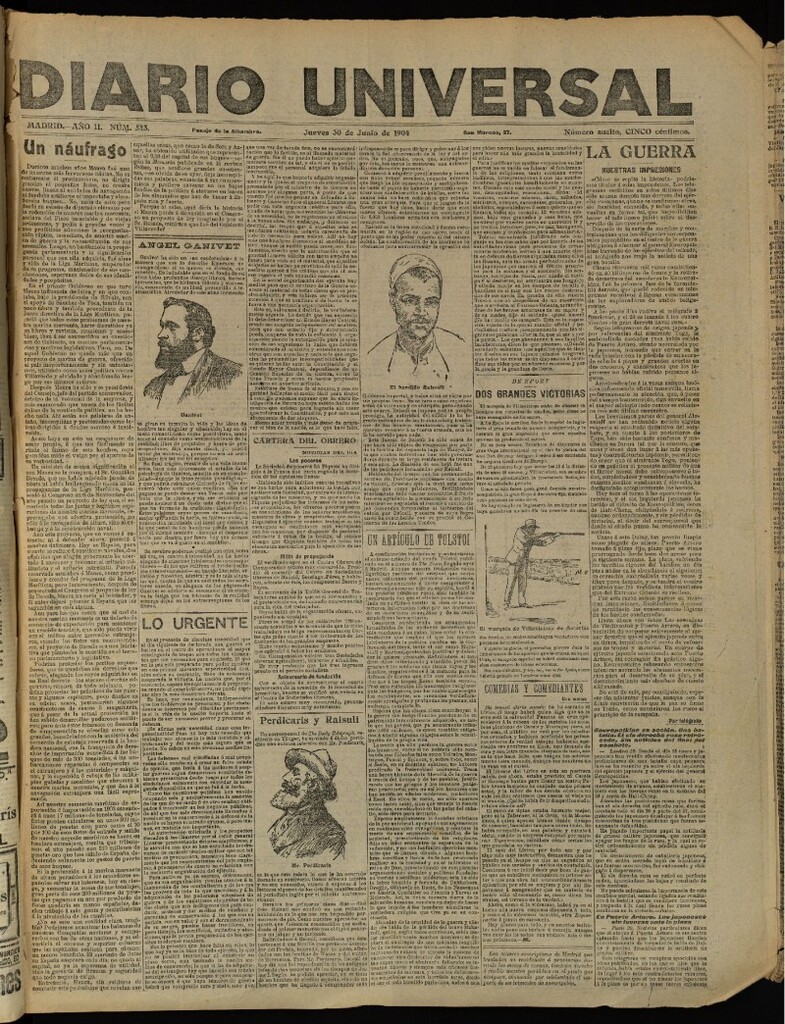 Miniatura de Diario Universal del 30 de junio de 1904, edición de tarde