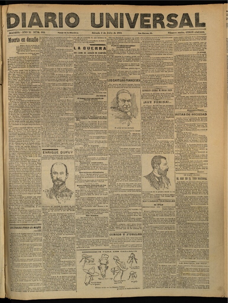 Miniatura de Diario Universal del 2 de julio de 1904, edición de tarde