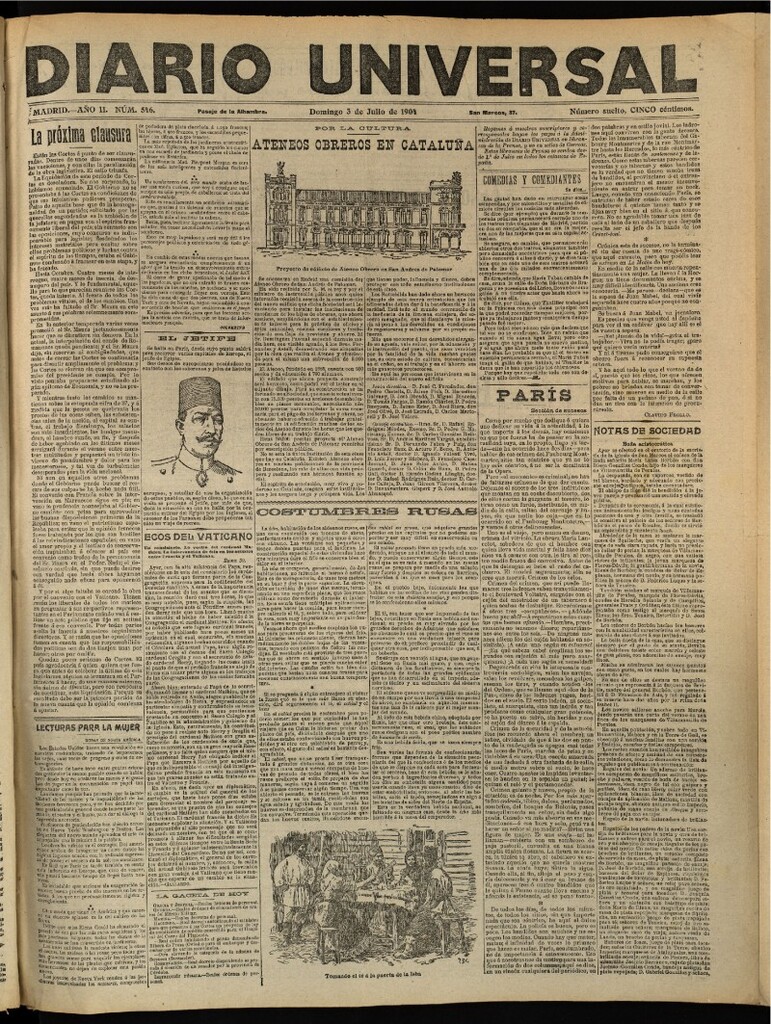 Miniatura de Diario Universal del 3 de julio de 1904, edición de tarde