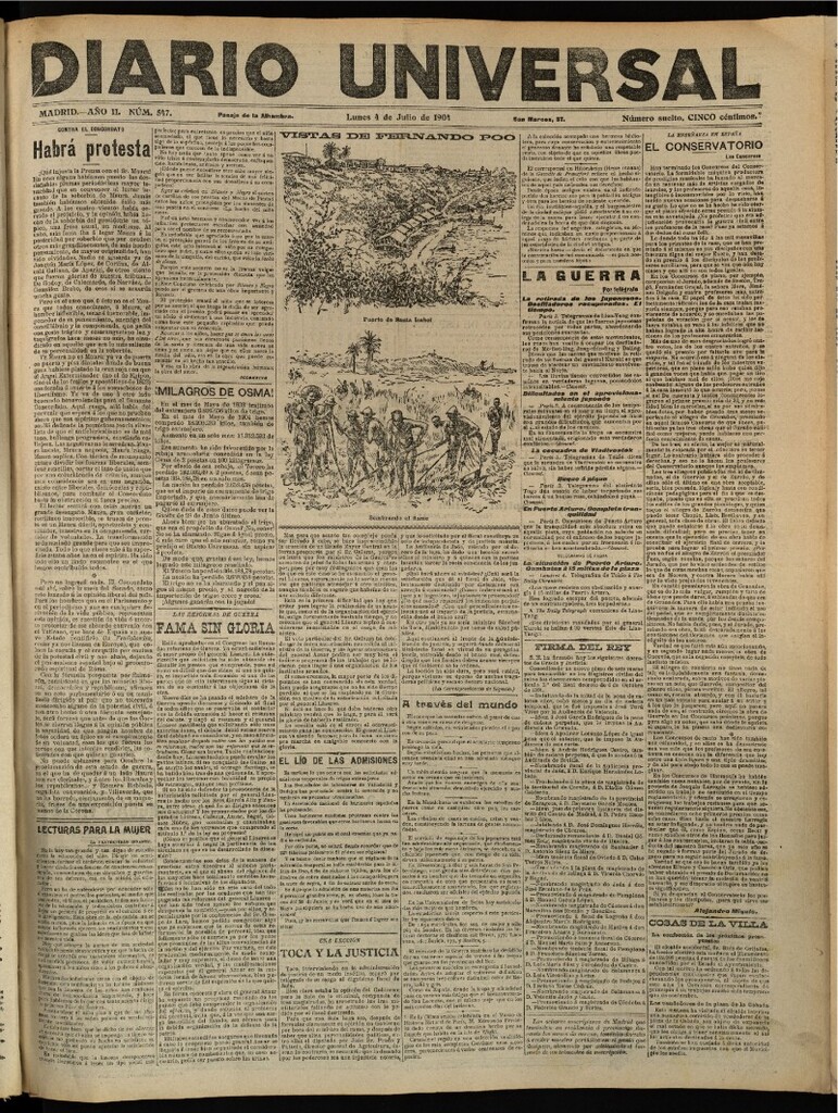 Miniatura de Diario Universal del 4 de julio de 1904, edición de tarde