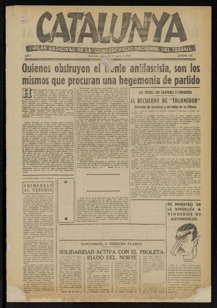 Miniatura de Catalunya: órgan regional de la confederación nacional del treball