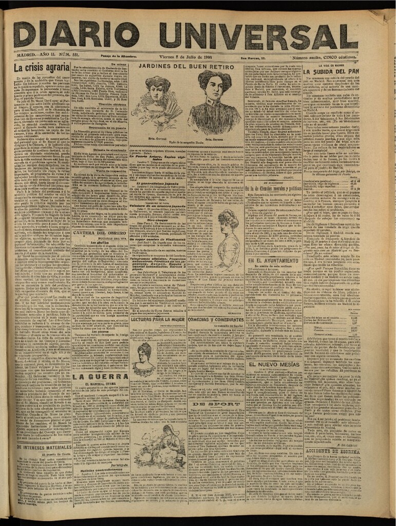 Miniatura de Diario Universal del 8 de julio de 1904, edición de tarde