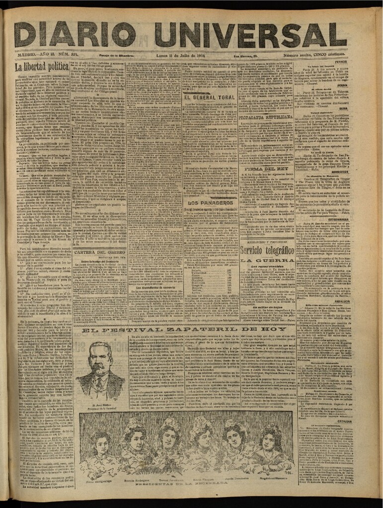 Miniatura de Diario Universal del 11 de julio de 1904, edición de tarde