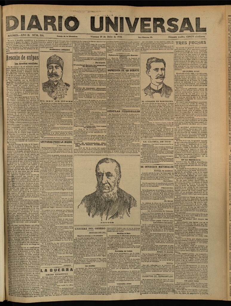 Miniatura de Diario Universal del 15 de julio de 1904, edición de tarde