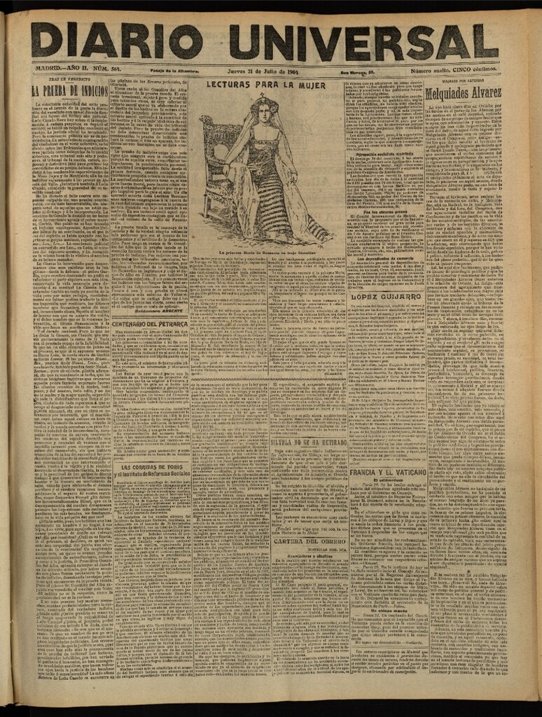 Miniatura de Diario Universal del 21 de julio de 1904, edición de tarde