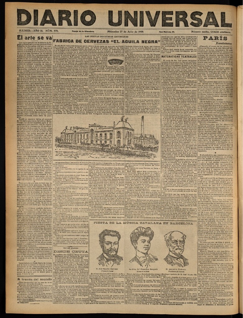 Miniatura de Diario Universal del 27 de julio de 1904, edición de noche