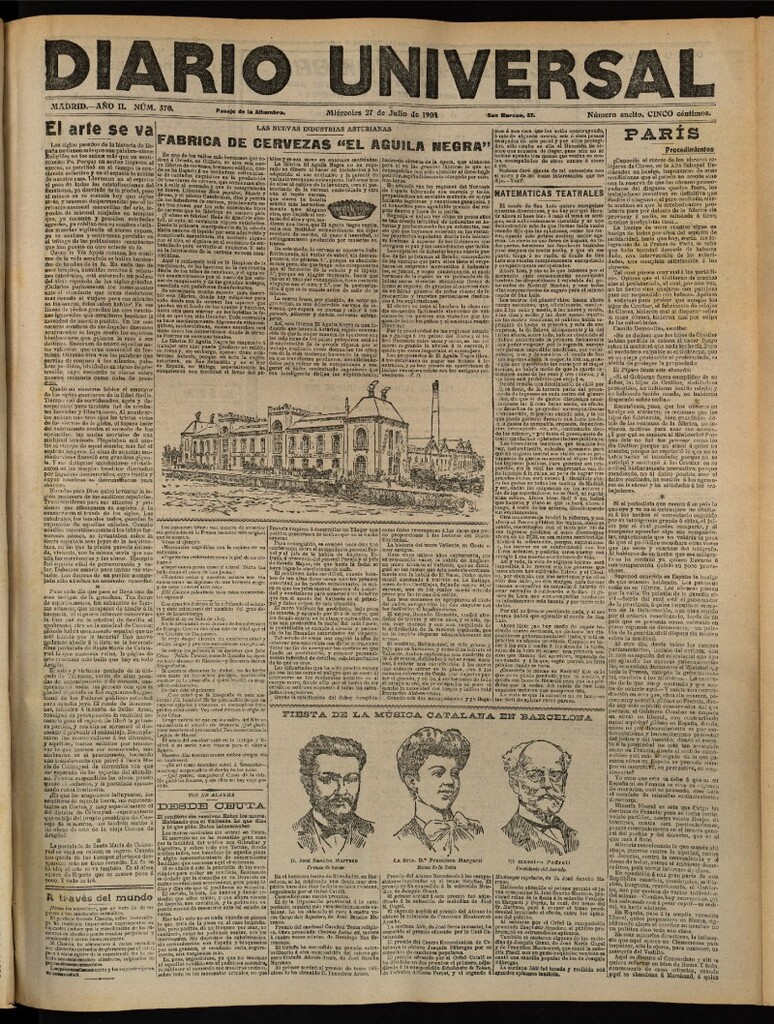Miniatura de Diario Universal del 27 de julio de 1904, edición de tarde
