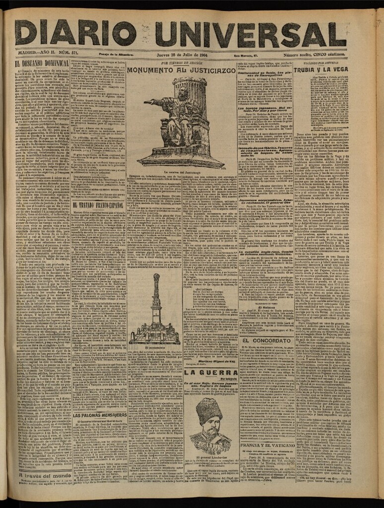 Miniatura de Diario Universal del 28 de julio de 1904, edición de tarde