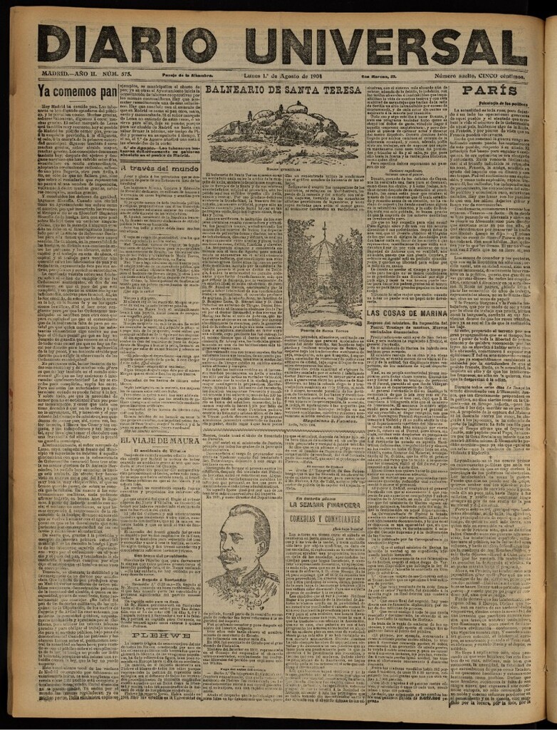Miniatura de Diario Universal del 1 de agosto de 1904, edición de noche