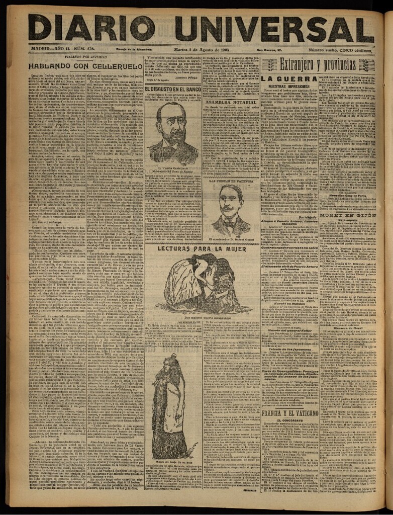Miniatura de Diario Universal del 2 de agosto de 1904, edición de noche