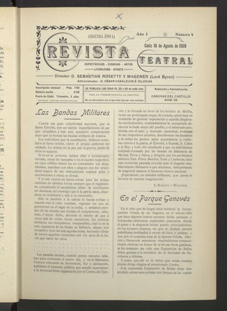 Miniatura de Revista Teatral, Literaria, Científica, de Bellas Artes y Espectáculos. Segunda época Nº 4